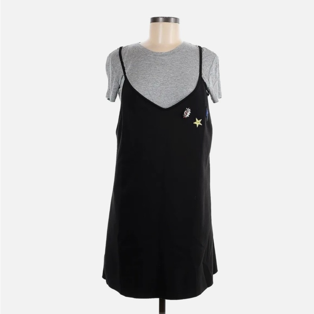 LIKE NEW Saks Fifth Avenue black dress with attached green short sleeve shirt